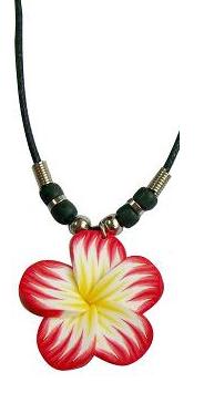 RED Fimo Flower Necklace