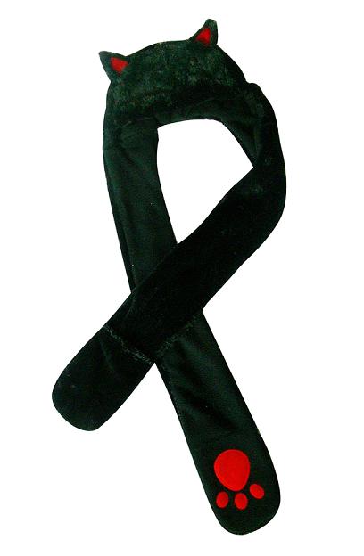 Black Cat Red Ears BEANIE & Scarf