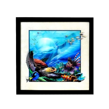 3D Sea Turtle and Dolphin Picture Home Wall Art Dcor.