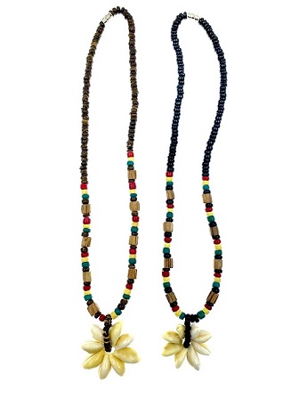 Rasta Style Cowrie Shell Pendant NECKLACEs