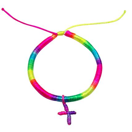 Rainbow Cross  Pendant  Bracelet