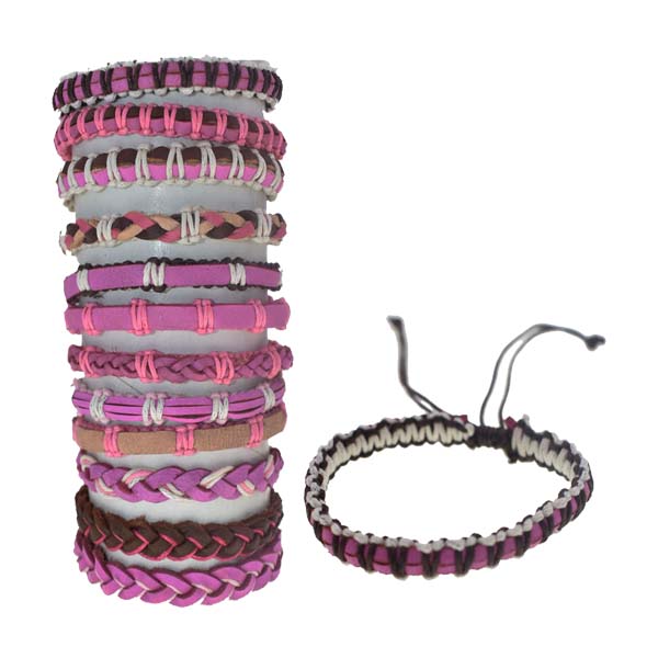 Leather  Bracelet (Pink)