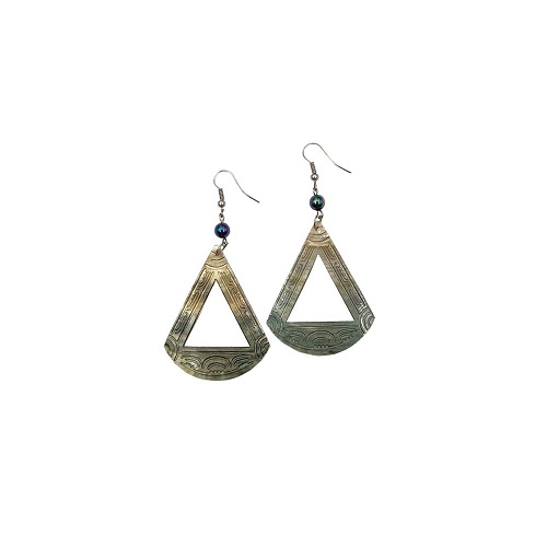 Hand Carved Triangle MOP Shell Earrings