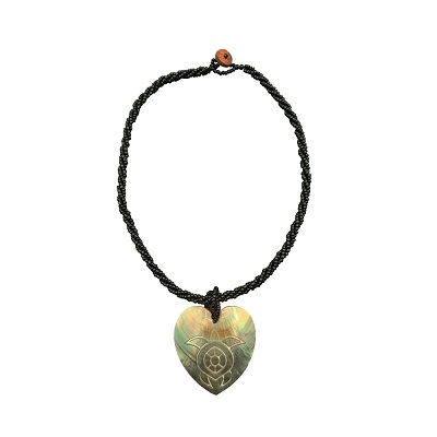 MOP Turtle With Heart Pendant NECKLACE