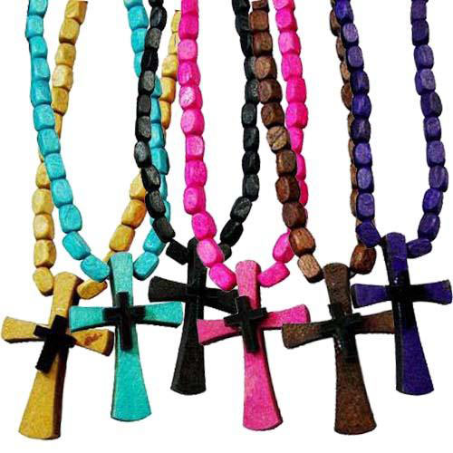 Colored Wood Cross NECKLACE