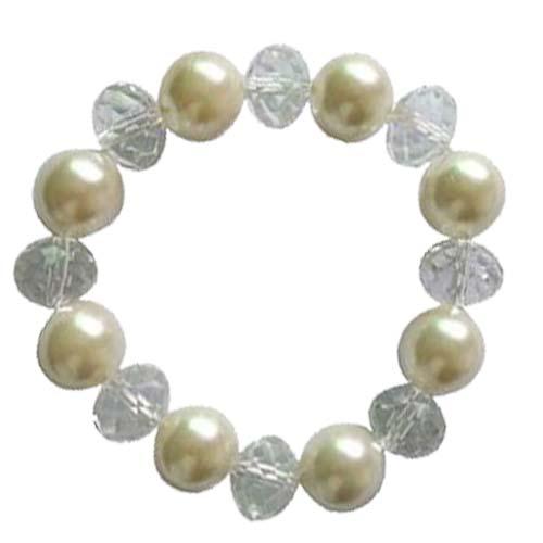 Glass Pearl With Crystal Bracelet