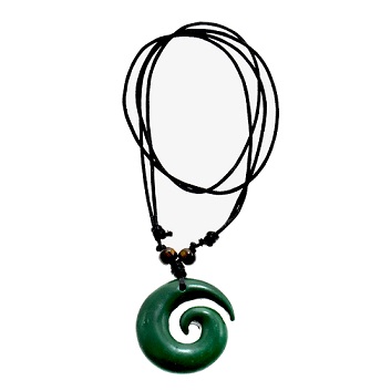 Tribal Faux Jade Pendant Necklace