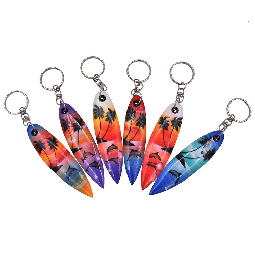 Airbrush Dolphin Palm Tree SURFBOARD Key Chains