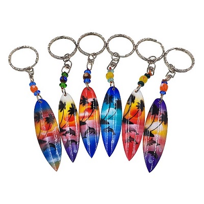 Mini Airbrush Dolphin Palm Tree SURFBOARD Key Chains