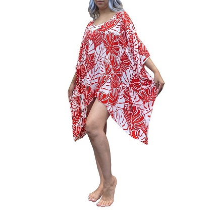 Monstera Leaf Motive Poncho DRESS/Cover-Up