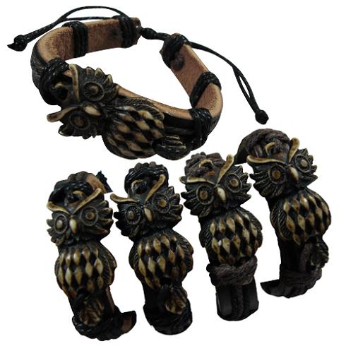 Resin Owl LEATHER Bracelets