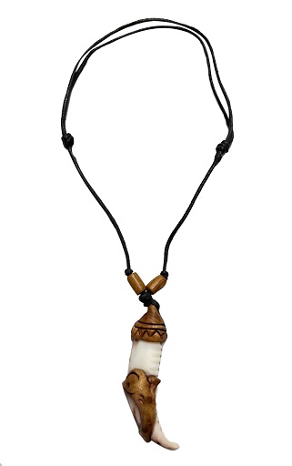 Dolphin Shell Tusk Pendant With Black Wax Cord NECKLACE