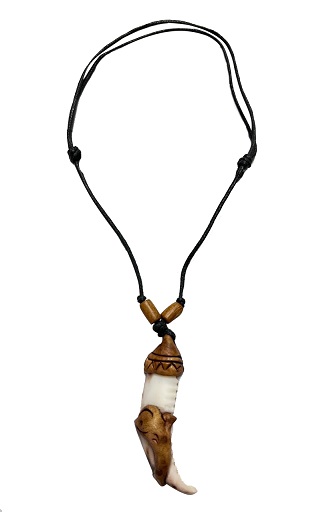 Dolphin Shell Tusk Pendant With BLACK Wax Cord Necklace