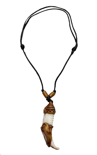 Dolphin Shell Tusk PENDANT With Black Wax Cord Necklace