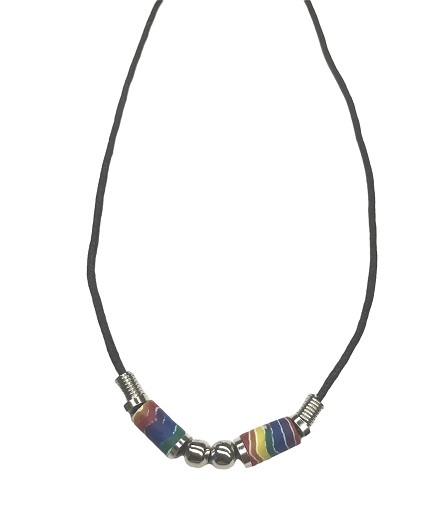 Rainbow Fimo With Black Cord NECKLACE