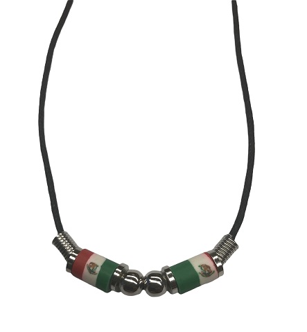 Mexican Flag Fimo With Black Cord NECKLACE