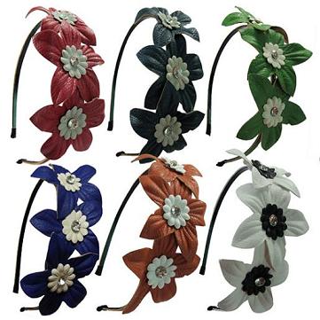 LEATHER Flower Head Band
