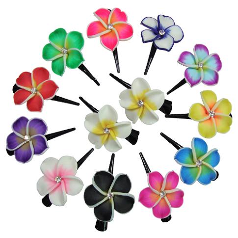 Crystal Fimo Flower HAIR Clips