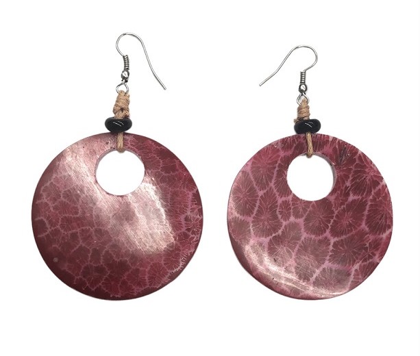 Red Coral EARRINGS-Round HOOP