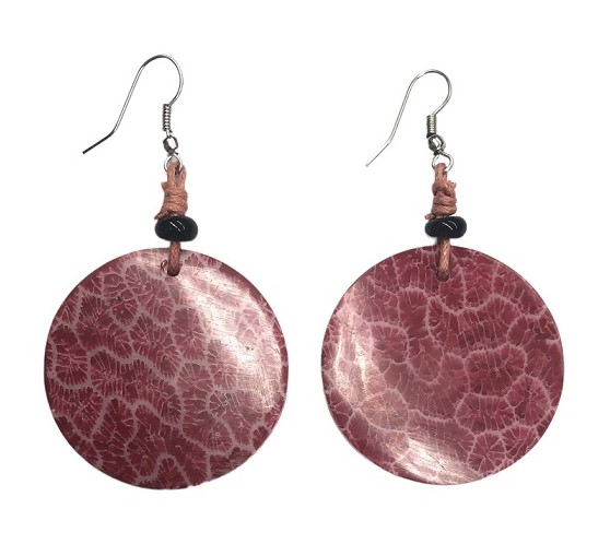 Red Coral EARRINGS-Round