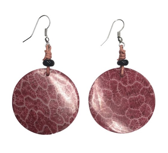 RED Coral Earrings-Round