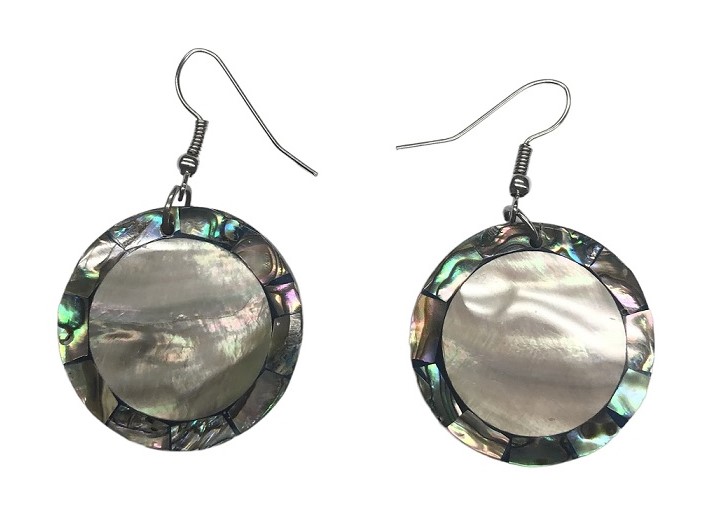 Round ABALONE With MOP Shell Earring