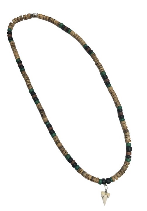 Real Sharks Tooth Green BLACK Maroon Tiger Coconut  Necklace