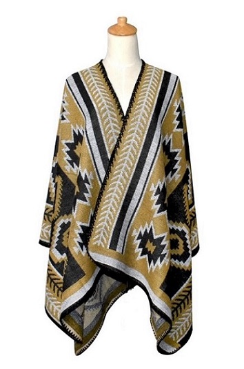 Women's  Aztec Pattern Shawl Wrap PONCHO Cape