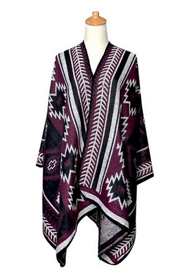 Women's Aztec Pattern Shawl Wrap Poncho Cape