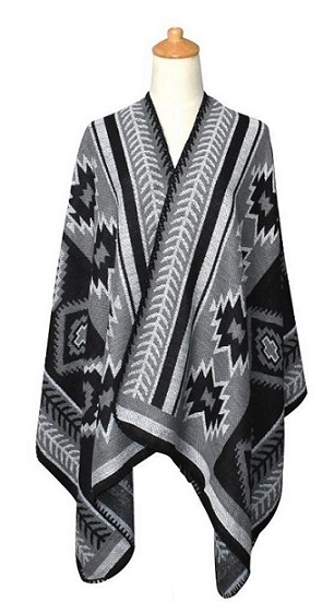 Women's Aztec Pattern  Shawl Wrap Poncho Cape