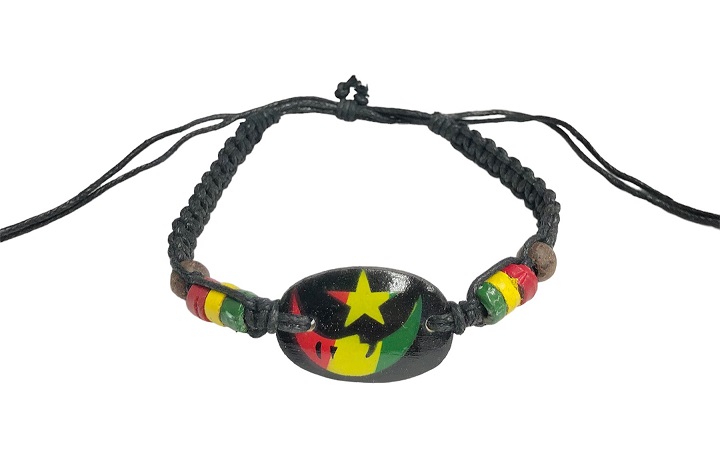 Rasta Moon & Star Pendant Adjustable BRACELET