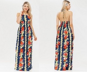 Hibiscus FLOWER Halter Top Summer Maxi  Dress