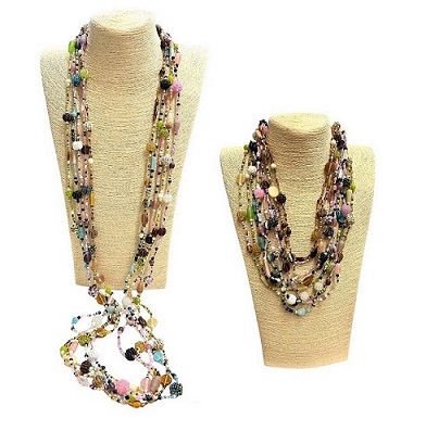 60'' Antic Glass BEADS Necklace