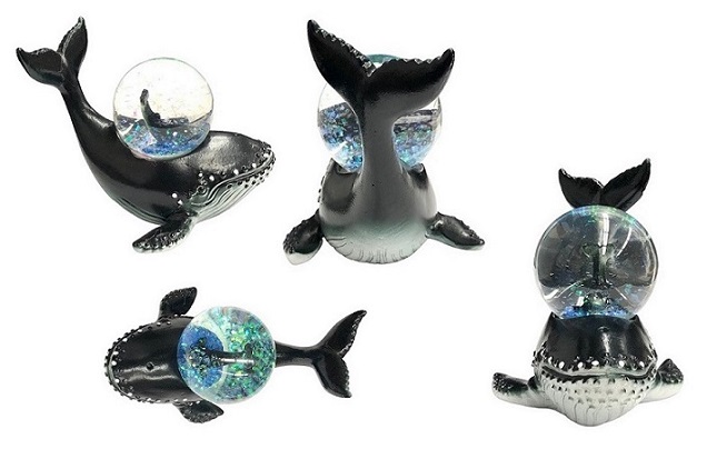 Resin Black Humpback Whale Snow Globe