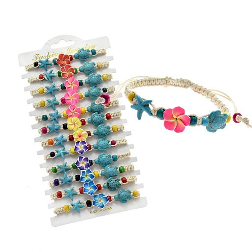Flower With Turtle & Starfish PENDANT Bracelet