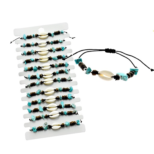 Cowrie Shell With Coconut  BEADS Adjustable Bracelet