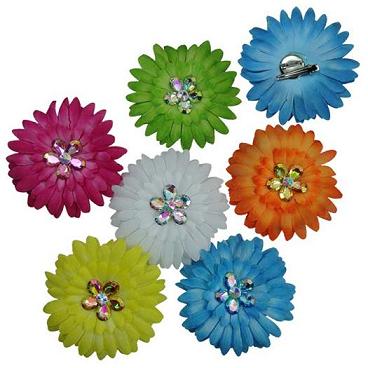 Flower With Crystal HAIR CLIPs