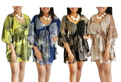 Palm Leaf Motive PONCHO Dress