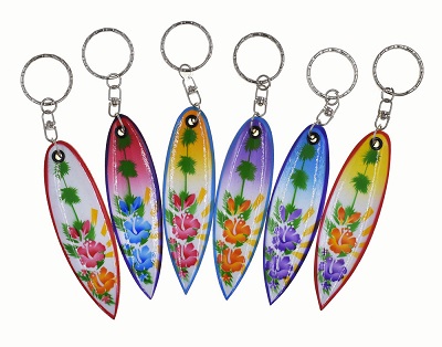 Airbrush Painted Hibiscus FLOWER Surf Key Chains