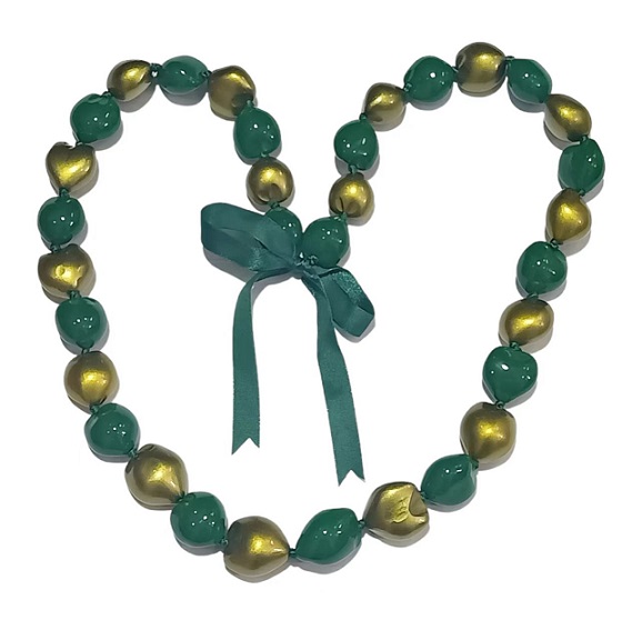 Gold  And Green  Kukui Nut NECKLACE/Lei