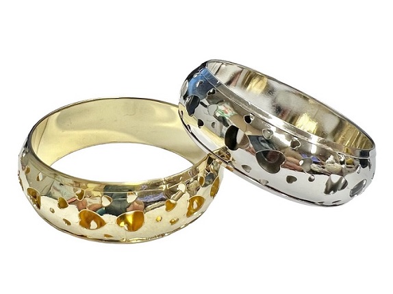 Silver & Gold Heart Cut Out BANGLEs