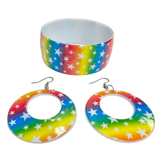 Rainbow with Stars Bangle & EARRING Set