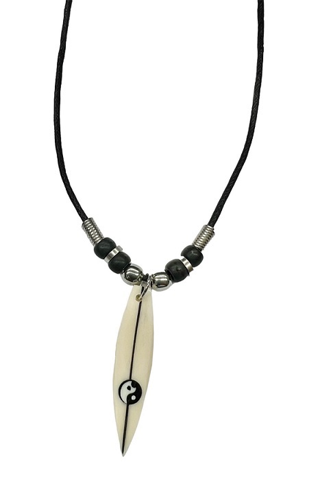 Yin Yang Surf PENDANT With Black Cord Necklace