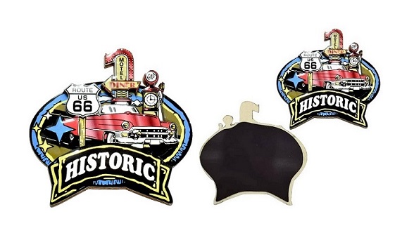 VINTAGE Retro Classic Car With Wooden 3D Route 66 Magnet