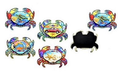 Beach Summer Crab Shape Wooden 3D ''CALIFORNIA'' Fridge Magnet