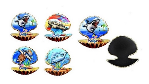 Beach Summer Sea Shell Shape Wooden ''CALIFORNIA''3D Fridge Magnet