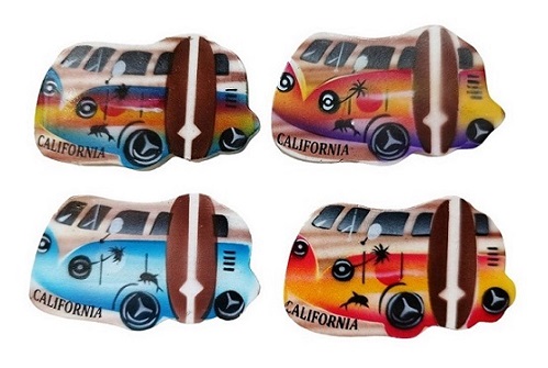 Wooden VW Beach Bus ''CALIFORNIA'' Surfboard Magnets