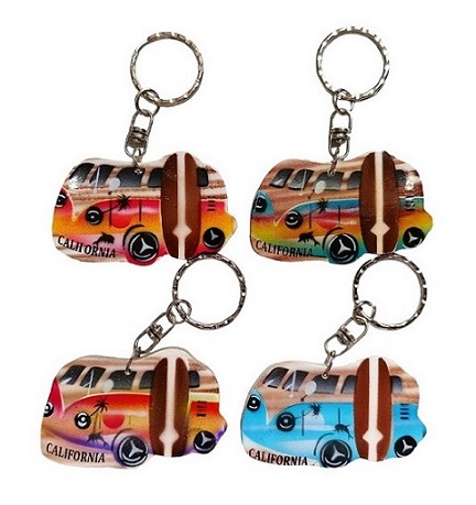 VW Beach Bus Surfboard '' California '' Keychain.