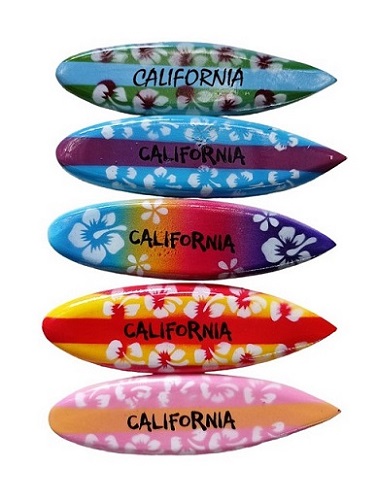 ''California'' Hibiscus Flower with Surfboard Frige Magnet