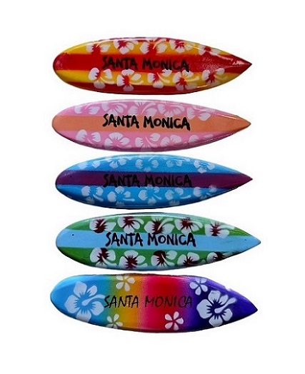 ''Santa Monica'' Hibiscus FLOWER with Surfboard Fridge Magnet